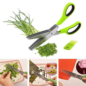 Multifunction 5 blades Scissor Vegetable Chopper Paper Shredder Kitchen Tool - halfrate.in