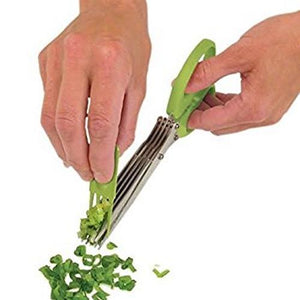 Multifunction 5 blades Scissor Vegetable Chopper Paper Shredder Kitchen Tool - halfrate.in