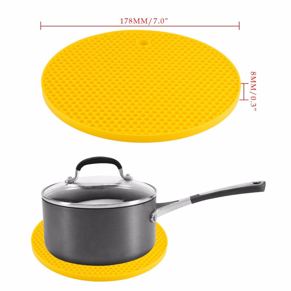 Flexible Honeycomb Silicone Round Pot Holder Non-slip Durable Heat Resistant Placemat Table Mat - halfrate.in