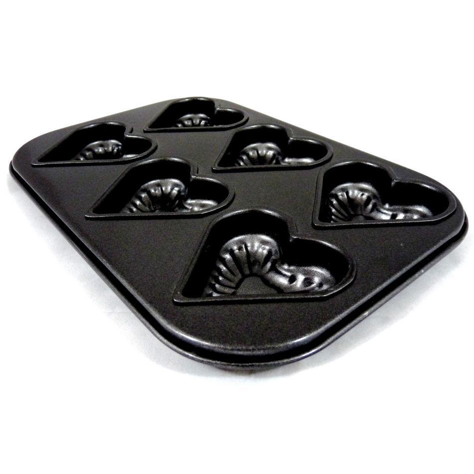 6 Cups Heart Shape Tray Tools Non-stick Cake Mold For Muffin Chocolate Pudding Pastry - halfrate.in