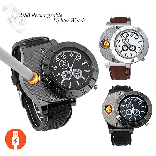 Black Camel 2 in 1 Cigarette Lighter With Analog Men Wrist Watch | 200-300  Time Ignition After Full Charged |Beautiful Gifting Box- Perfect Gift For  Cigarette Lovers ™ Superior Quality Men's USB