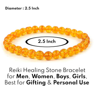 Round Beads Natural Citrine Stone 8 mm Bracelet For Reiki Chakra Yoga Meditation| Semi Precious Gemstones Stretchable Bracelet