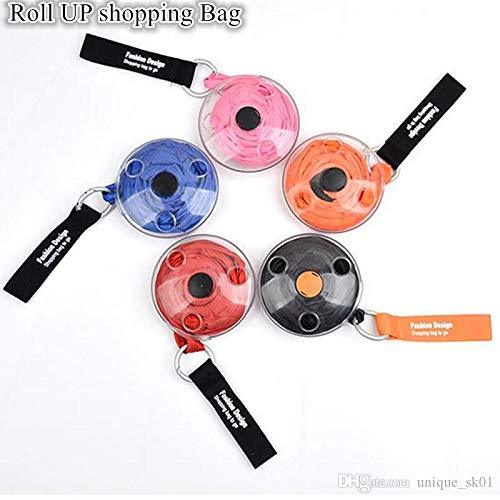 Reusable Foldable Rollup Shopping Bag Portable Tote Pouch Clips Reusable Folding Eco Shopper Shopping Shoulder Bag Roll-up Lightweight Space-Saving Disc Design - halfrate.in