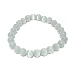 White Selenite Stone Bracelet 10 mm Round Beads For Reiki Chakra Yoga Meditation Semi Precious Gemstone Stretchable Bracelet