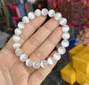 White Selenite Stone Bracelet 6mm Round Beads For Reiki Chakra Yoga Meditation Semi Precious Gemstone Stretchable Bracelet