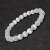 Round Beads White Selenite Stone Bracelet 8mm For Reiki Chakra Yoga Meditation Semi Precious Gemstone Stretchable Bracelet
