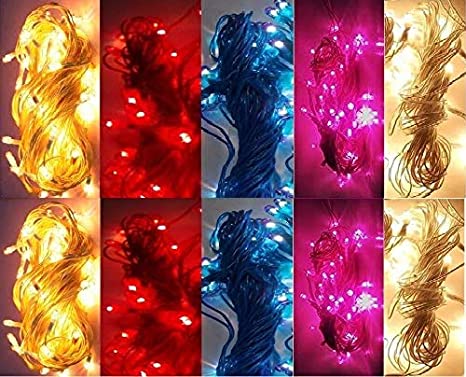 Plastic Rice Lights 5 mtr Serial Bulbs Ladi Decoration Lighting Multicolour for Indoor, Outdoor, DIY, Diwali Christmas Eid and Other Festive Season