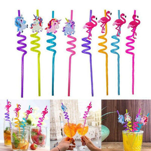 Kids Funny Cartoon Spiral Drinking Straw for kids in Various Attractive Designs and Shape, Set of 4 pcs. Assorted - halfrate.in