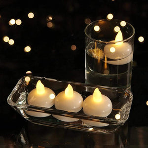 Water Sensor Battery Operated Waterproof LED Floating Flameless & Smokeless Tealight Candles Diwali, Christmas (10pcs, White)