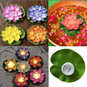 Color Lotus LED Candle Floating Candle Flameless Candle Light Beautiful Festival Lamp and Decoration for Home, Garden - Pack of 2