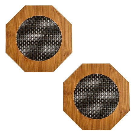 Hexagon Shape Heating Insulation Wooden Coaster Heat Table Ware Pad Place mat for Hot utencils, set of 2 - halfrate.in
