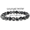 Round Energized Snowflake Obsidian Bracelet 8mm single Bracelet, Snowflake Obsidian stone, Grey Black