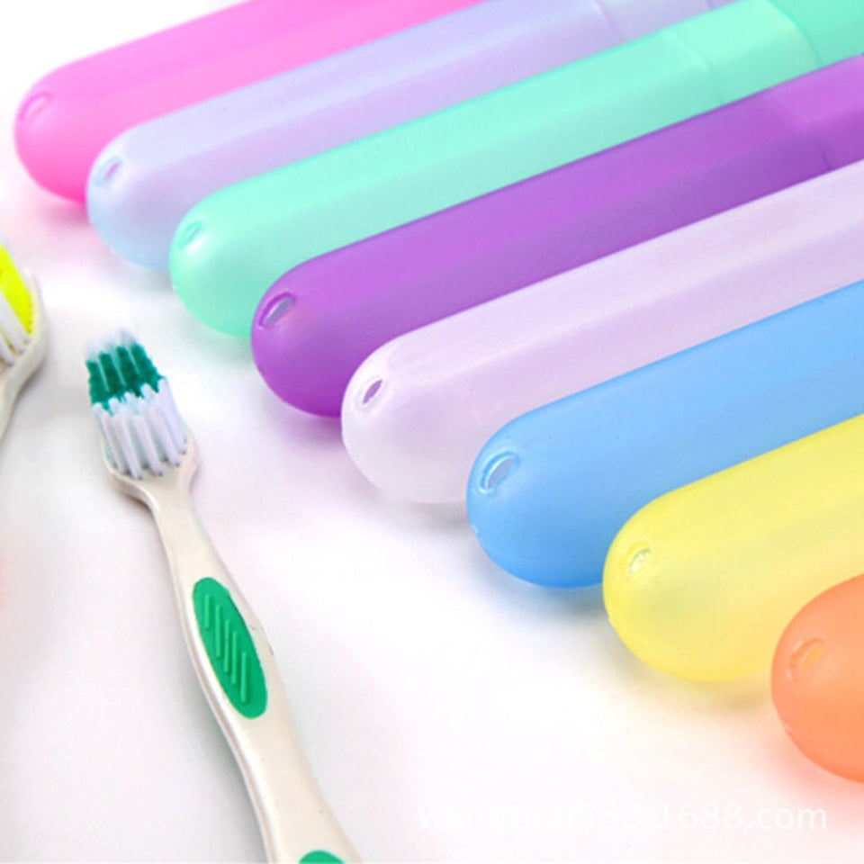 Plastic Toothbrush Cover Anti Bacterial Toothbrush Container Tooth Brush Cap Travel, Home Use Multi Color - 2 pcs