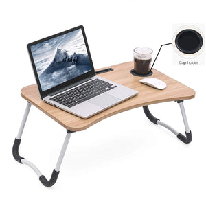 Multipurpose Foldable Laptop Table with Cup Holder, Study Table, Bed Table, Breakfast Table, Foldable & Portable / Ergonomic & Rounded Edges