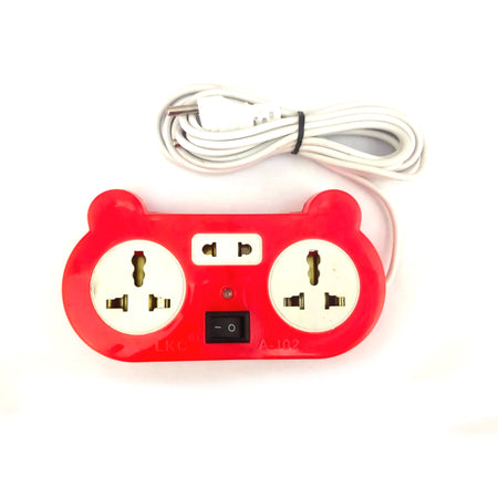 2 Socket 3 Pins 1 Socket 2 Pins Switch Spike Guard Power Strip with Switch Extension Cord Board Box with Surge Protector (Red, 1.5 m Cable)