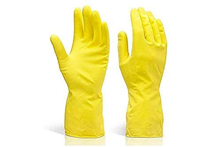 Latex Cleaning Gloves Reusable Rubber Hand Gloves, Stretchable Gloves for Washing Cleaning Kitchen Garden (Mix Color, 1 Pair) - halfrate.in