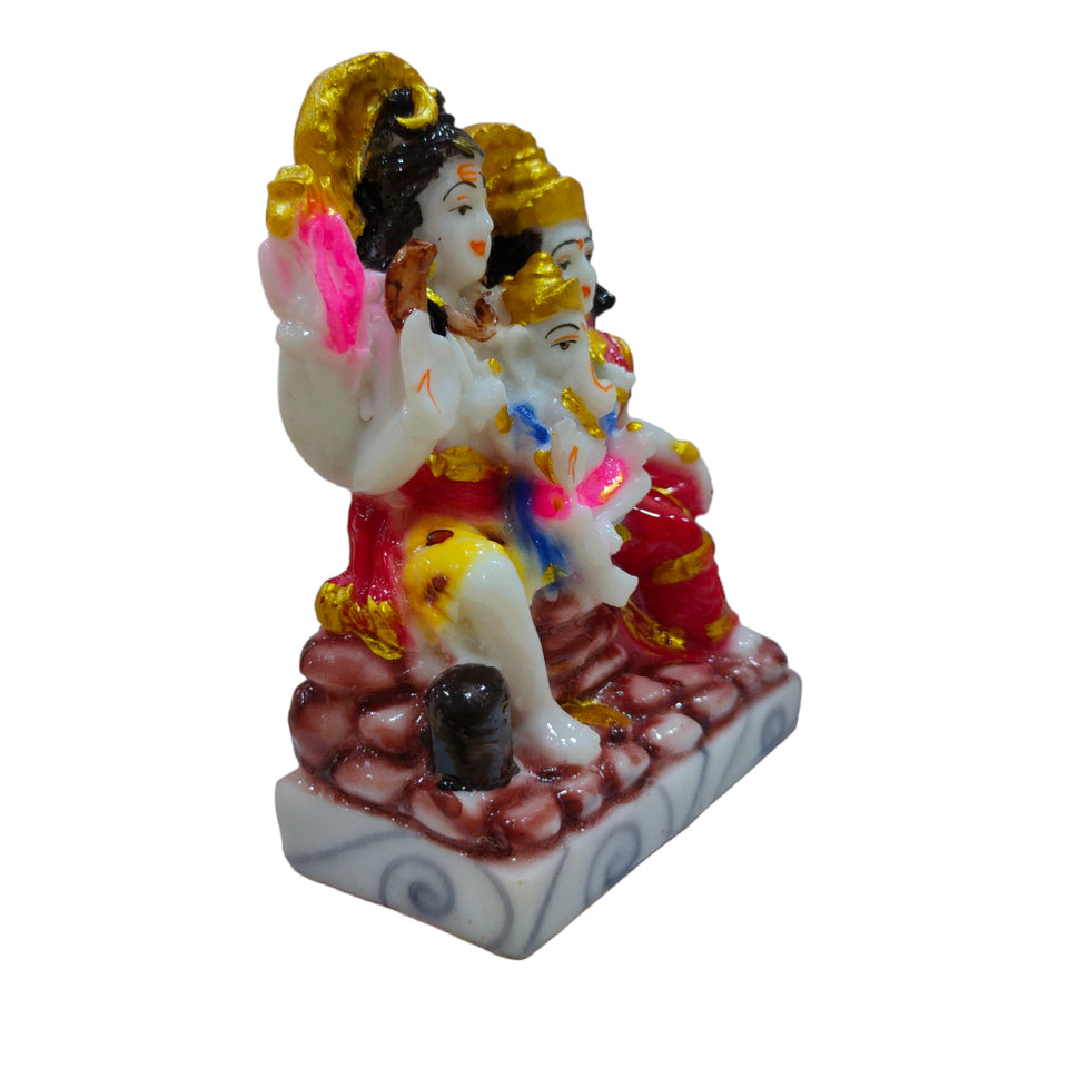 Shiv Pariwar Idol Handcrafted Handmade Marble Dust Polyresin - 14 x 10 cm perfect for Home, Office, Gifting SPC-1