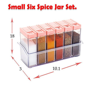 Plastic Spice JAR 6 in 1 Spice Rack Masala Box Set, 6-Pieces, Premium Multipurpose Plastic Spice Rack/Condiment Set - halfrate.in