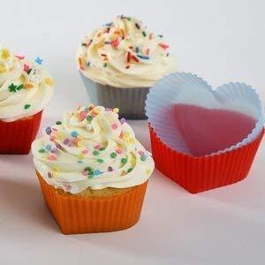 Silicone Cup Cake Moulds Heart Shape- 6 Pcs - halfrate.in