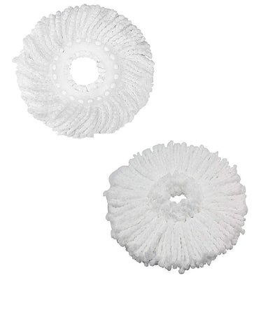 360 Rotating Microfibre Mop Head Refill (34 cm, White) - Pack of 2