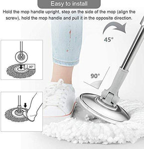 360 Rotating Microfibre Mop Head Refill (34 cm, White) - Pack of 2