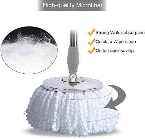 360 Rotating Microfibre Mop Head Refill (34 cm, White) - Pack of 2