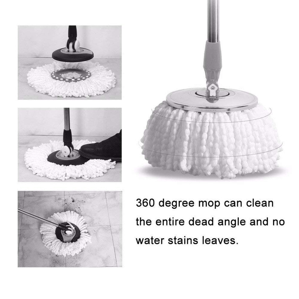 360 Rotating Microfibre Mop Head Refill (34 cm, White) - Pack of 2