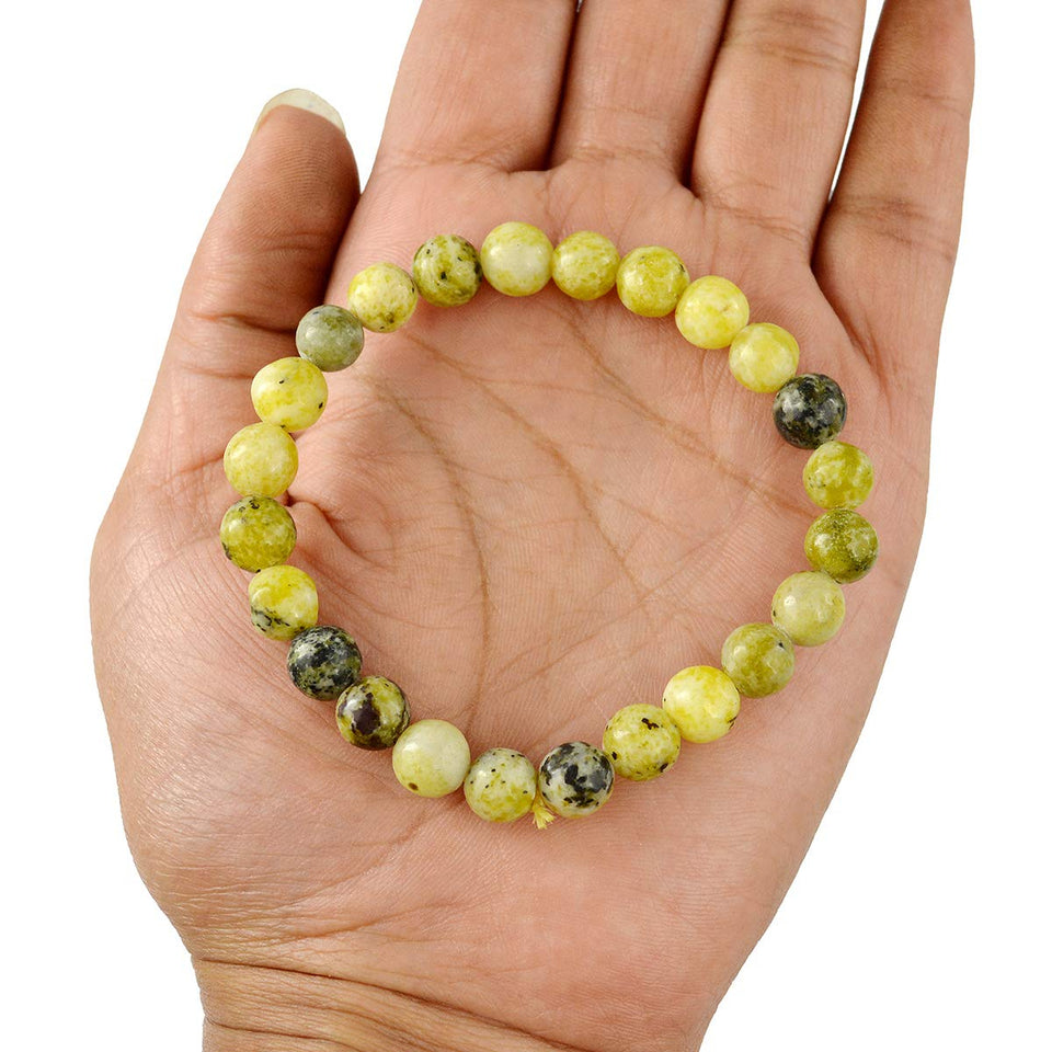 Natural Serpentine Crystal Stone Bracelet for Unisex Adult Reiki Energized 8 mm Bead Bracelet Round Shape