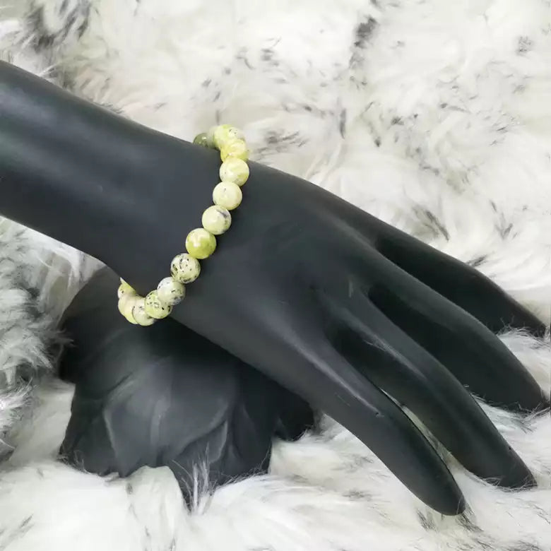 Natural Serpentine Crystal Stone Bracelet for Unisex Adult Reiki Energized 8 mm Bead Bracelet Round Shape