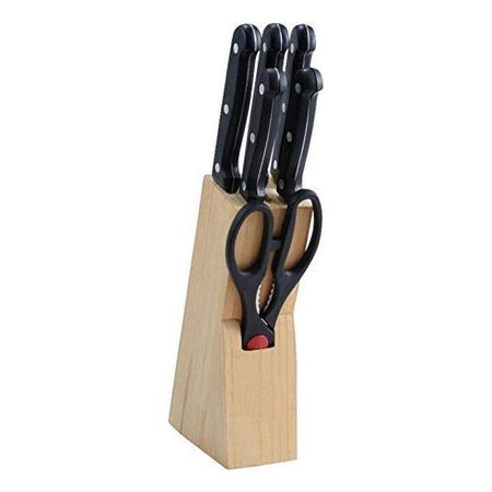 7 Pcs Imported Kitchen Knife Set Stainless steel with Wooden Block Stand Chef's Carver Boning Utility Pairing Knives and Scissors - halfrate.in