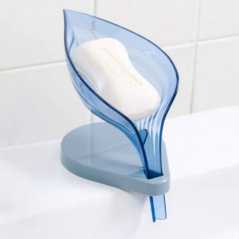 Leaf Shape Bar Soap Holder - Self Draining White Leaf Shape Soap Dish for Bar Soap Box with Suction Cup One of The Best Bathroom Accessories - Best for Bathroom Kitchen & Sink use