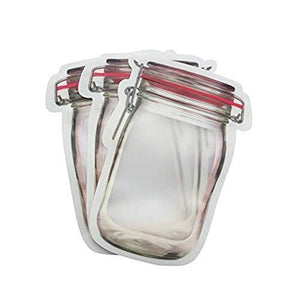 Jar Zipper Bags Storage for Food, Grains, Flours, Beans, Dry Fruits || Reusable Ziplock Jar shaped Pouches Leak Proof Easy - 3 pcs 500 ml, 3 pcs 1000 ml - halfrate.in