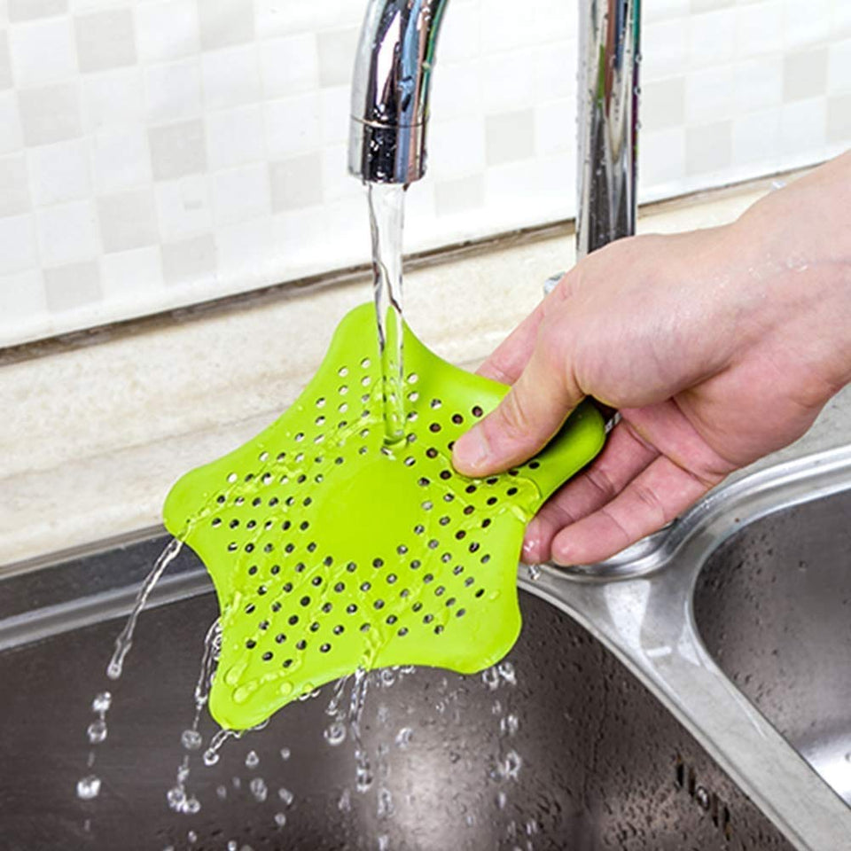 Silicone Star Shaped Sink Filter Bathroom Hair Catcher Drain Strainers Cover Trap for Basin
