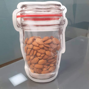 Jar Zipper Bags 1000 ml Storage for Food, Grains, Flours, Beans, Dry Fruits || Reusable Ziplock Bottles Shaped Pouches Leak Proof Easy for Travel - Pack of 5 - halfrate.in