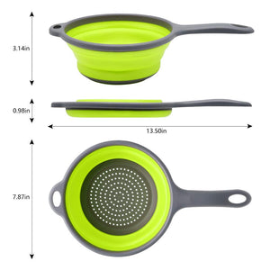 Kitchen Foldable Silicone Strainers Collapsible Colander with Handle Space-Saver Folding Strainers Colander BPA Free Food Drain Colander