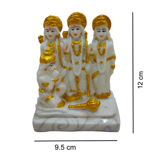 Ram Darbar White Idol Handcrafted Handmade Marble Dust Polyresin - 12 x 9 cm perfect for Home, Office, Gifting RDW-1