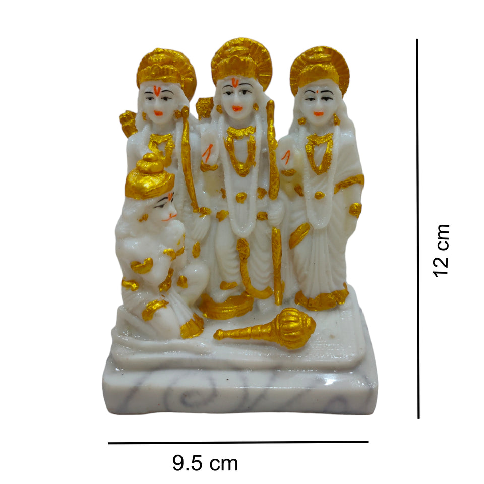 Ram Darbar White Idol Handcrafted Handmade Marble Dust Polyresin - 12 x 9 cm perfect for Home, Office, Gifting RDW-1