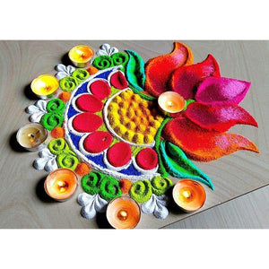 Rangoli Plastic Color Powder Pack of 10 polybags Multi colored for Door Decoration on Diwali, Navratri and more Indian Festival