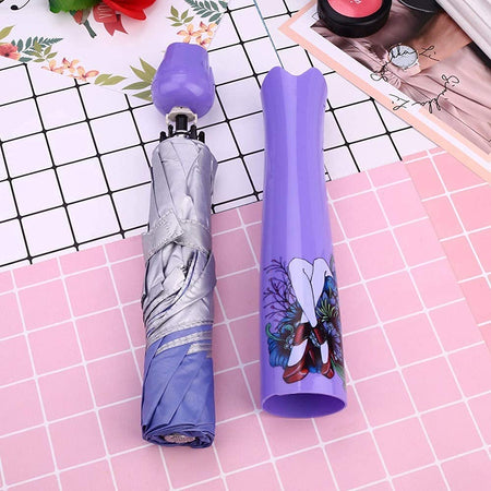 Rose Flower Case Umbrella Lightweight Waterproof UV Protection Mini Compact Foldable Design Travel Umbrella with Compact Bottle