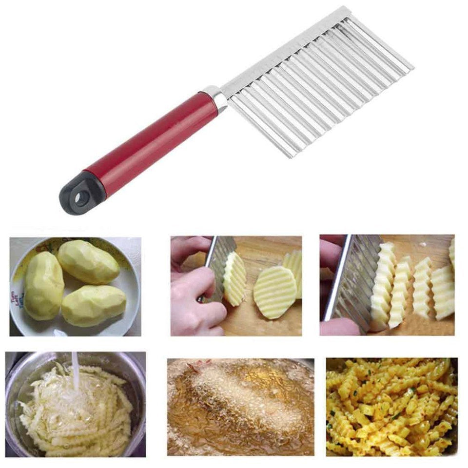 Crinkle Cut Knife Potato Chip Cutter With Wavy Blade French Fry Cutter - Wavy Vegetable - Cutter Potato Cucumber Carrot