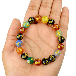 Om Mani Padme Hum Multigem Crystal Stone Bracelet 7 Chakra Reiki 8 mm Bead Bracelet Round Shape for Meditation and Healing