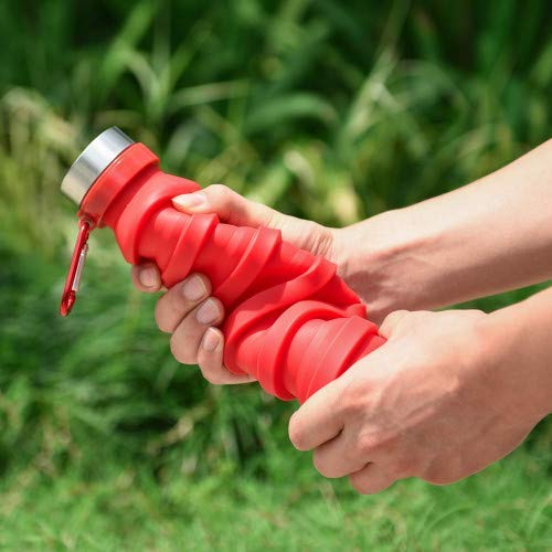 Collapsible Water Bottle, BPA Free, FDA Approved, Food-Grade Silicone Leak Proof Portable Sports Travel Water Bottle for Outdoor, Gym, Hiking