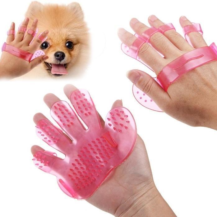 Rubber Pet Cleaning Massaging Grooming Glove Brush Safety for Pets from Mites / Lice / Ticks for Dog / Puppy / Kitten / Cat-Assorted Colour