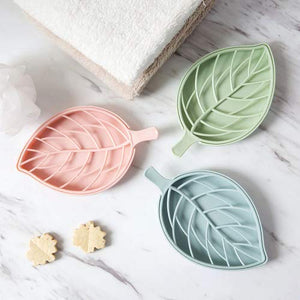Leaf Shape Soap Dishes, Plastic Soap Holder Soap Box with Drain Holder Double Soap Storage Tray Container