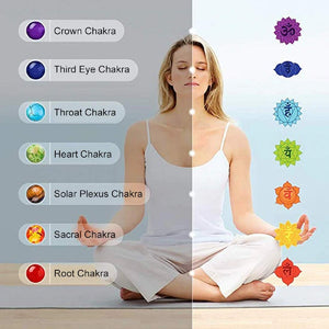 7 Chakra Semi-Precious Stones with Rose Quartz Charm Reiki Chakra Healing Yoga Meditation Crystal Fengshui 8mm Gemstones Beads Bracelet