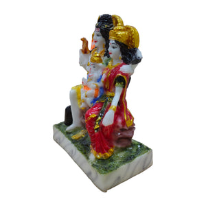 Shiv Pariwar Idol Big Handcrafted Handmade Marble Dust Polyresin - 15 x 19 cm perfect for Home, Office, Gifting SPC-2