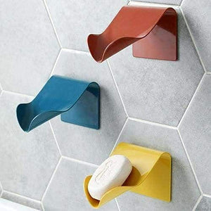 Self Adhesive Wall Mounted Soap Holder for Bathroom with Self Draining Slanting Design Also Use for Key Hanger and Mobile Stand