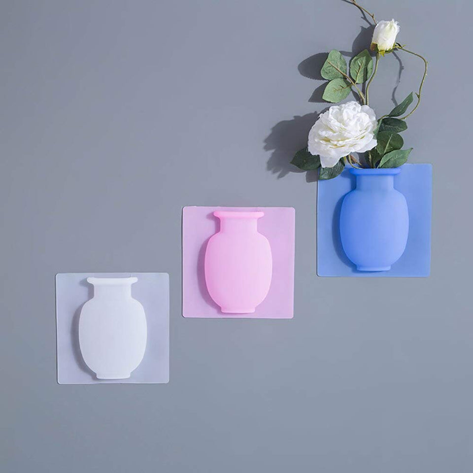 Wall Hanging Silicone Flower Pot Sticker Plant Rack for Decoration Home Kitchen Office Bathroom