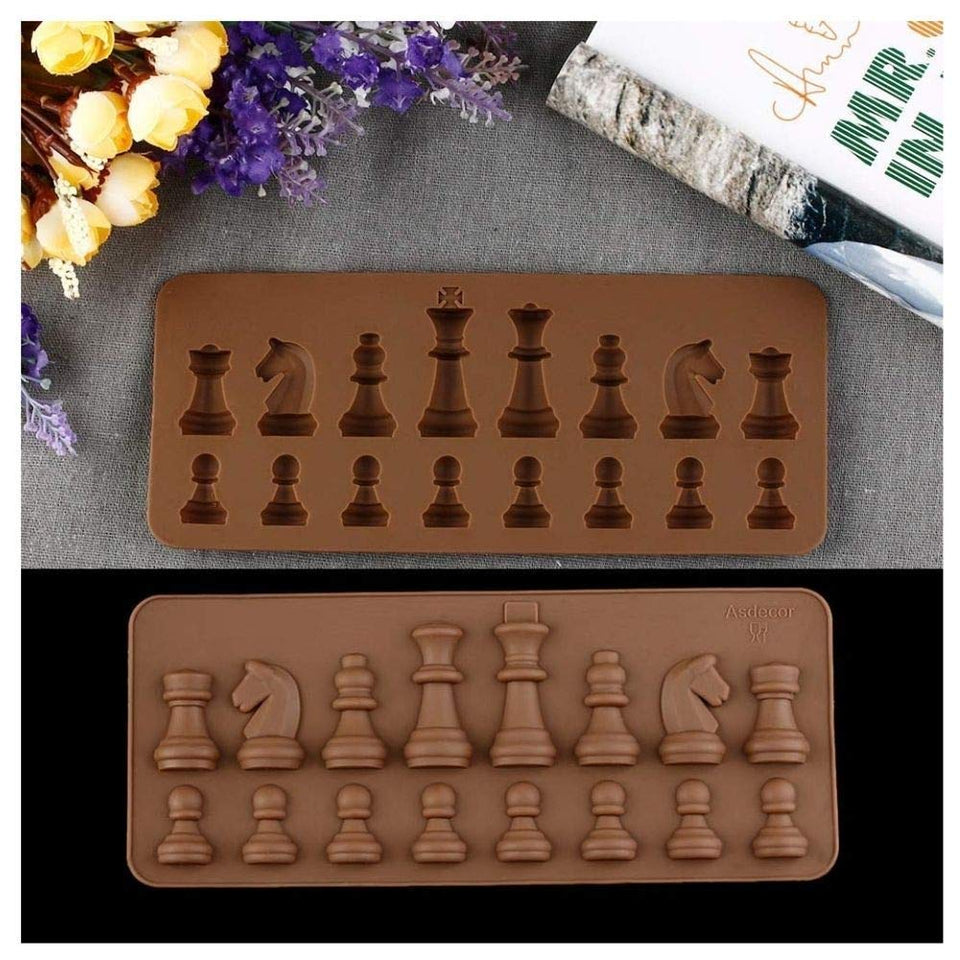 3D Chess Chocolate Silicon Candy Mould - Soft Flexible Food-Grade - New Chess Character Design Chocolate Resin Mould - Silicon Moulding Tray