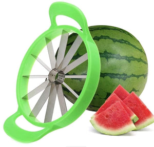 Extra Large Watermelon Cutter Tarbooj Musk Melon Cutter Knife Stainless Steel Practical Kitchen Tools Fruit Cutting Slicer with Comfort Silicone Handle